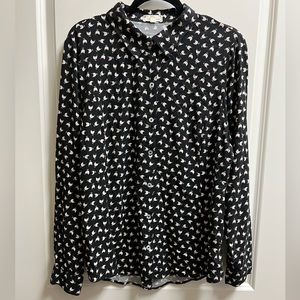 Cloth & Portrait Chicken Button Down Collared Top size XL